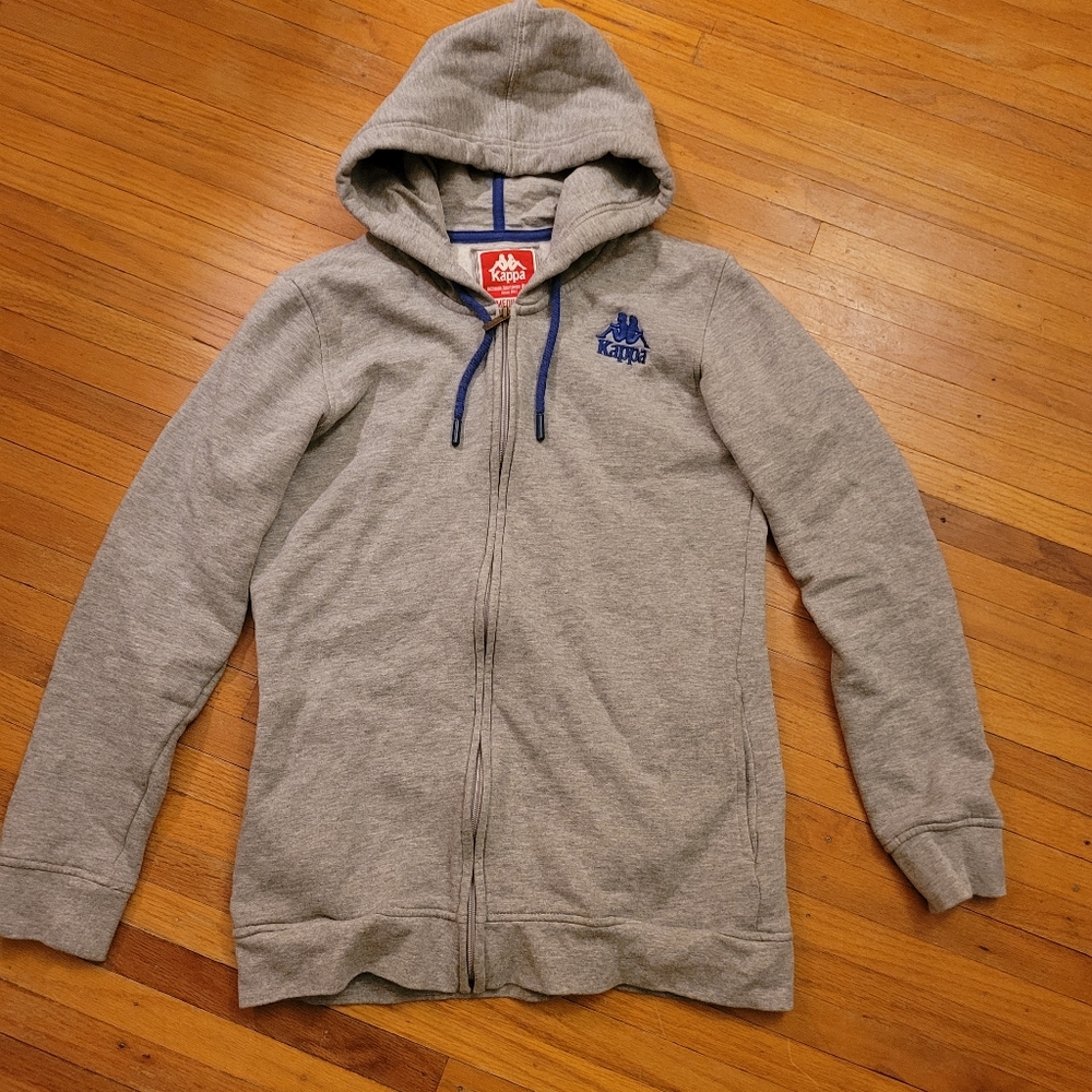 Ladies Gray, and Navy Blue, Kappa zip up sweat shirt size Medium